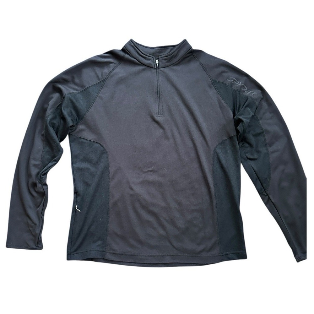 Spyder Quarter Zip Pullover Mens‎ Large Black Excellent Mesh Performance
